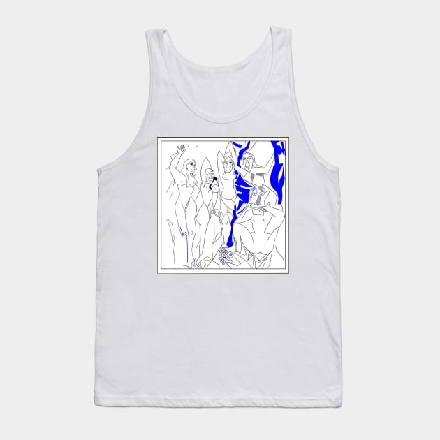 Les Demoiselles d'Avignon Line Art inspired by the original painting Tank Top by Le petit fennec